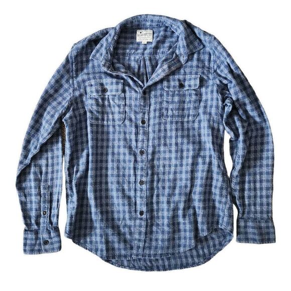 Lucky Brand Casual Shirt Men's Large Blue Plaid Long Sleeve Button Pockets Flann - Picture 1 of 6